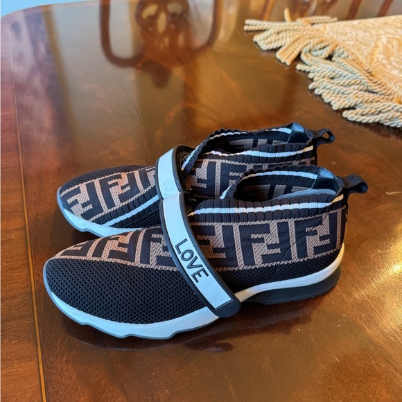 Black and Brown High-Top Sneakers with Strap - Picture 1 of 6